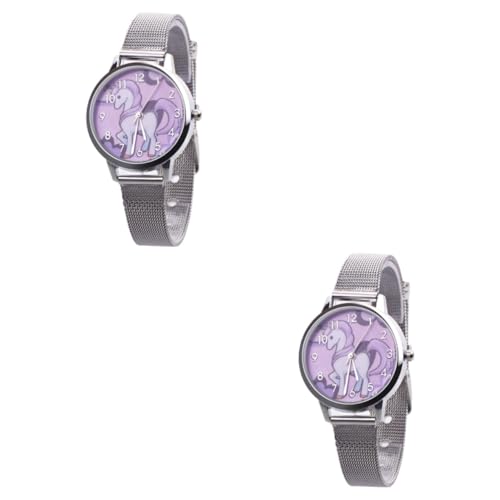 ABOOFAN Kinderuhr Silber 2 Stück Kinderuhren Kinderuhren Einhornuhr Mit Stahlbändern Einhorn Kinderuhr Quarzuhr Für Kinder Armbanduhr Für Kinder Quarzuhren Studentenmode von ABOOFAN