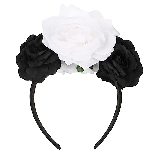 ABOOFAN Halloween-kopfschmuck Schwarze Rose Halloween Haarschmuck Halloween-rosen-haarband Gotischer Blumenkopfschmuck Tag Der Toten Haarschmuck Dämon Weiße Rose Fräulein Vlies von ABOOFAN