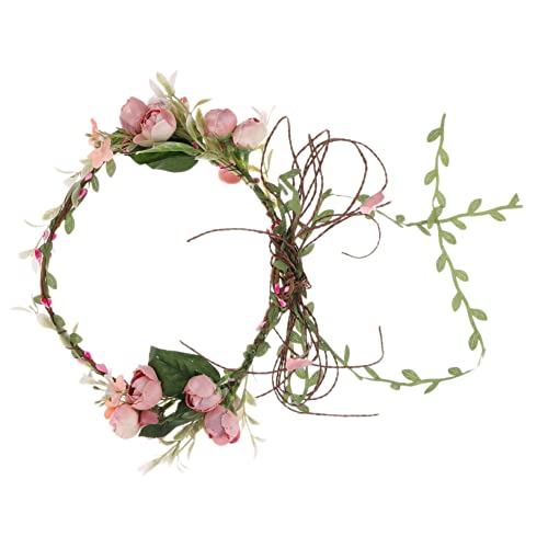 ABOOFAN Kranz Tiara Blumen Rose Blumenstirnband Blumenstirnbänder Für Frauen Kopfgirlande Blumenkopfbedeckung Blumenmädchen Kopfschmuck Hochzeit Kopfschmuck Prinzessin Stoff Brautjungfer von ABOOFAN