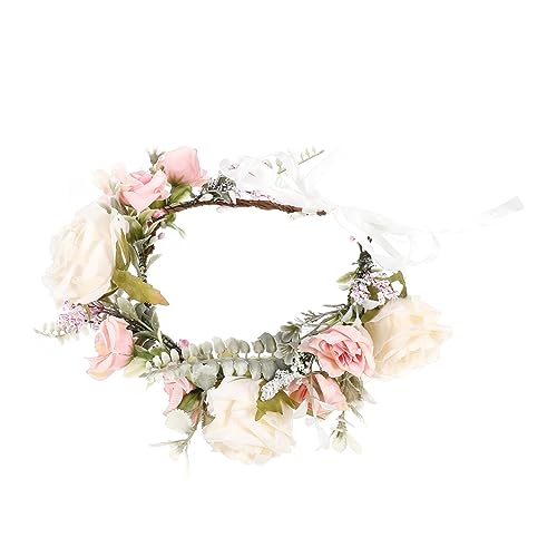 ABOOFAN Kranz Tiara Hochzeitsgirlande Brautblumen-Stirnband Haarkranz Braut-Kopfschmuck Für Die Hochzeit Blumen-Haargummis Für Babys Braut-Kopfschmuck Fräulein-Haar-Accessoires von ABOOFAN