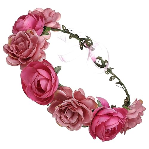 ABOOFAN Rose Rosen-Stirnband Hochzeits-Kopfschmuck Für Die Braut Haarschmuck Für Hochzeiten Haarspangen Für Mädchen Haargummis Für Frauen Blumen-Kopfschmuck Blumenkrone Urlaubsbedarf von ABOOFAN