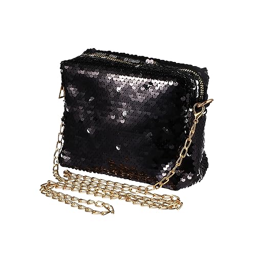 ABOOFAN Glänzende Pailletten Abendtaschen: Clutches Damen Kleine Kettentasche Elegante Cross Body Umhängetasche für Hochzeit, Party, Bankett, Feiertage (Schwarze) von ABOOFAN