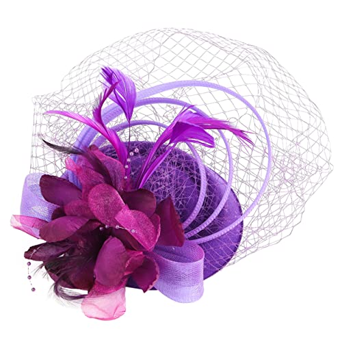 ABOOFAN Tea-party-hut Teehüte Für Damen Haarspangen Für Damen Braut Fascinator Karnevalskopfbedeckungen Für Damen Fascinator-hut Hochzeit Braut Hut Frau Derby Charmant Violett Kunstfeder von ABOOFAN