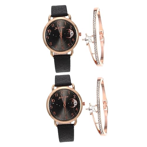 ABOOFAN 2 Sets Quarzwerk Damenuhr Armband Dekorative Uhr Ornament Mond Sterne Design Stilvolle Damen von ABOOFAN