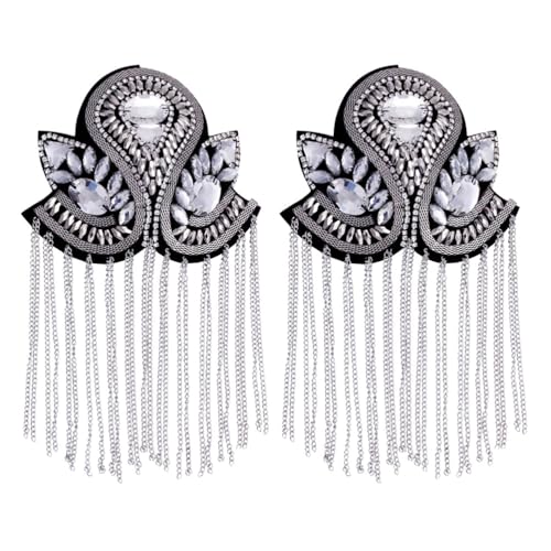 ABOOFAN Vintage Quaste Epaulets Strass Schulter Epaulette Abzeichen Retro Punk Schulter Mark Fransen Epaulet Quaste Abzeichen Link Kette für Männer Frauen Silber von ABOOFAN