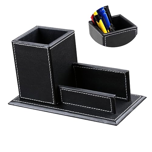 ABOOFAN büro Dekoration bürodekorationen Black Business-Ständer aus PU-Leder Desktop-Organizer Organisator für Bürobedarf Stifthalter aus PU-Leder Schreibtisch Verkaufsstand Veranstalter von ABOOFAN