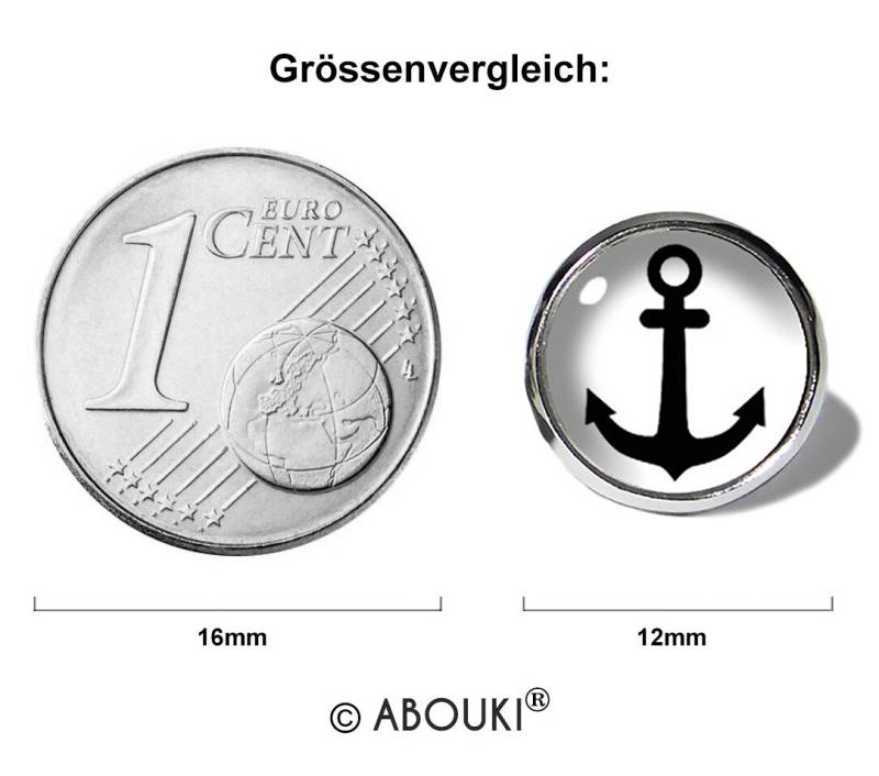 Anker Schwarz Weiß Ohrstecker Edelstahl Abouki Unisex Damen Herren Kinder Ohrschmuck Handgefertigte Ohrringe Motiv Maritim Geschenk-Idee von ABOUKI