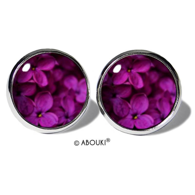 Blüten Lila Ohrstecker Edelstahl Abouki Damen Mädchen Kinder Ohrschmuck Handgefertigte Ohrringe Motiv Blumen Natur Geschenk-Idee von ABOUKI