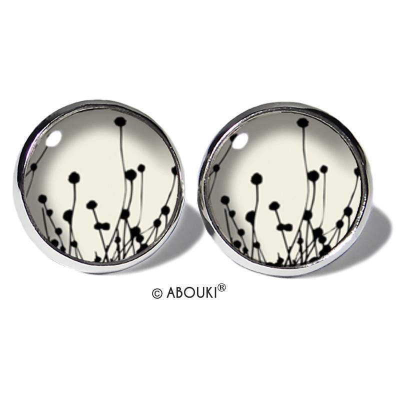 Gräser Schwarz Weiß Ohrstecker Edelstahl Abouki Damen Mädchen Kinder Ohrschmuck Handgefertigte Ohrringe Motiv Natur Geschenk-Idee von ABOUKI