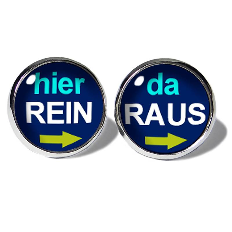 Hier Rein Da Raus Blau Ohrstecker Edelstahl Ohrringe Ohrschmuck Handgefertigt Lustige Geschenkidee Mädchen Damen Geburtstag Weihnachten von ABOUKI