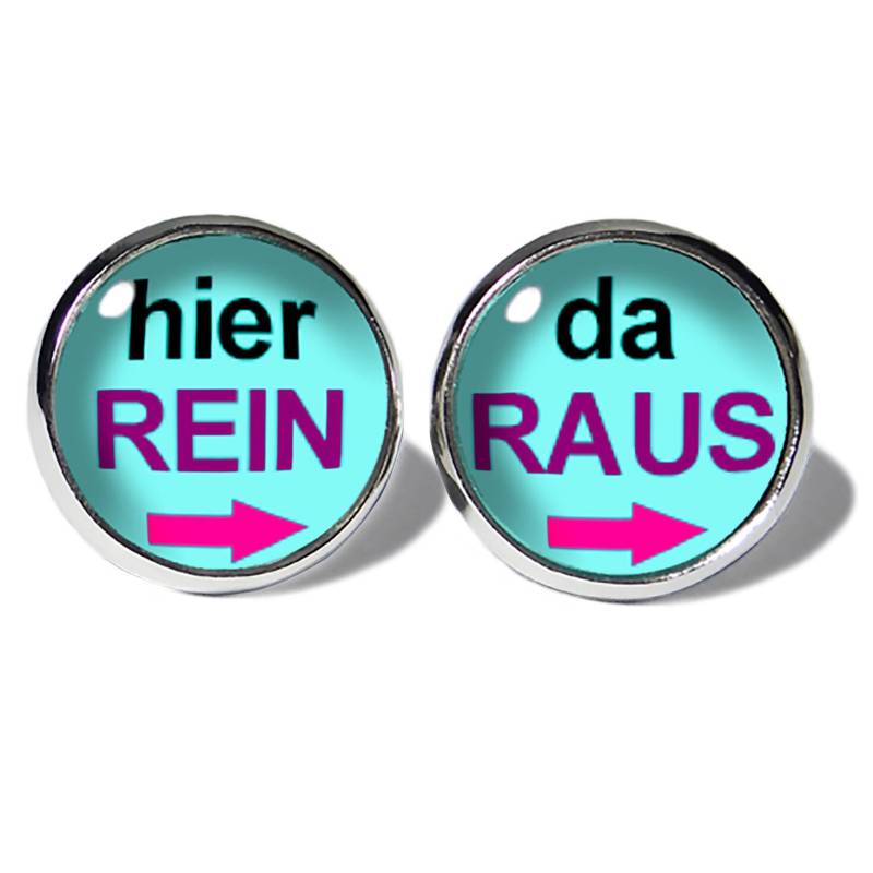 Hier Rein Da Raus Türkis Ohrstecker Edelstahl Ohrringe Ohrschmuck Handgefertigt Lustige Geschenkidee Mädchen Damen Geburtstag Weihnachten von ABOUKI