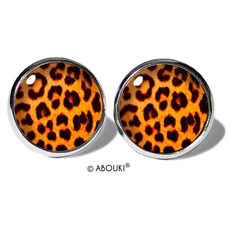 Leopardenmuster Ohrstecker Edelstahl Abouki Damen Mädchen Kinder Ohrschmuck Handgefertigte Ohrringe Motiv Leopard Animal-Print Geschenk-Idee von ABOUKI