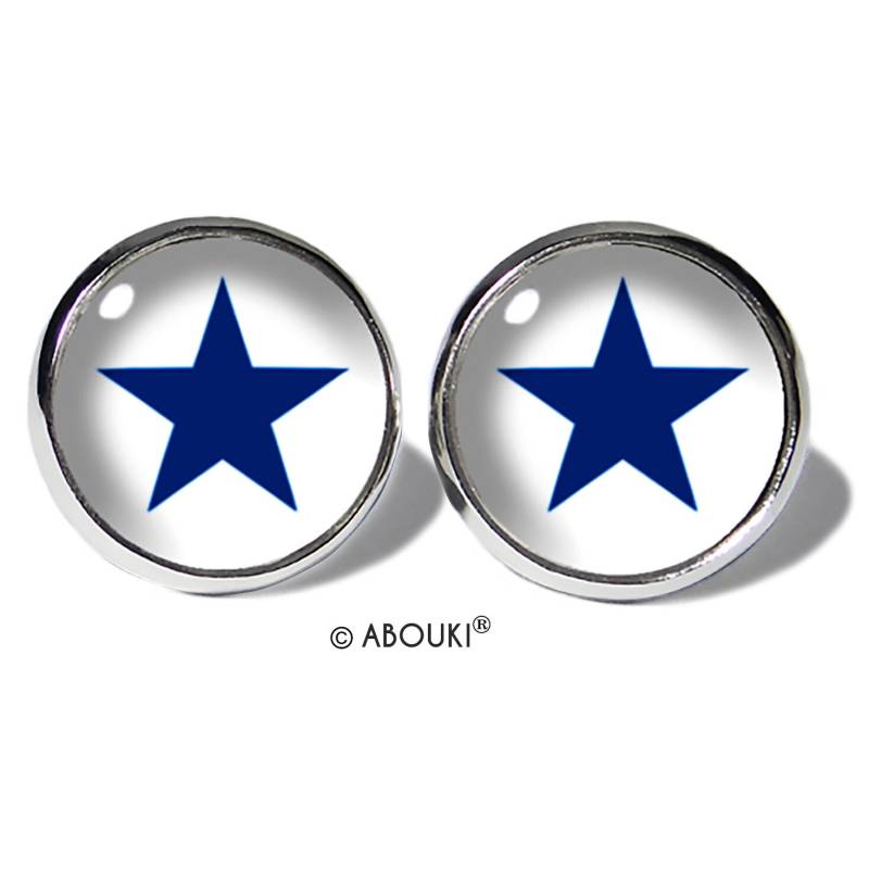 Stern Blau Weiß Ohrstecker Edelstahl Abouki Unisex Damen Herren Kinder Ohrschmuck Handgefertigte Ohrringe Motiv Sternchen Geschenk-Idee von ABOUKI