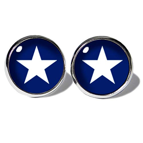 Stern Weiss-Blau Ohrstecker ABOUKI Unisex Damen Herren Kind Kinder Edelstahl Ohrschmuck Motiv Sterne Sternchen handgefertigte Ohrringe silber-farben von ABOUKI