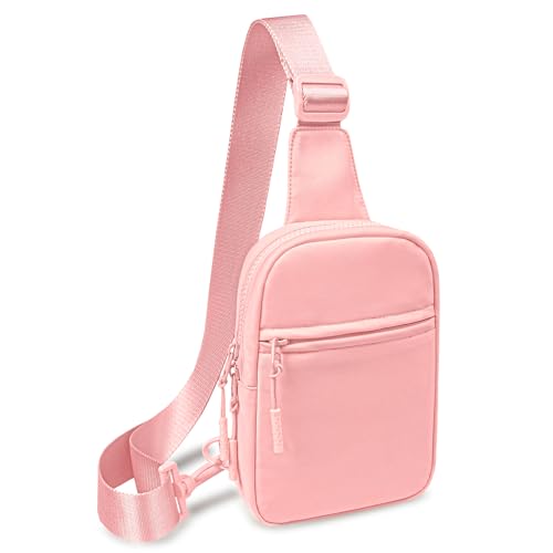 ABOUME Kleine Sling Bag für Damen und Herren, Bauchtasche Crossbody Taschen mit Verstellbarem Gurt Brusttasche für Laufen Radfahren, 1-light pink, Small von ABOUME
