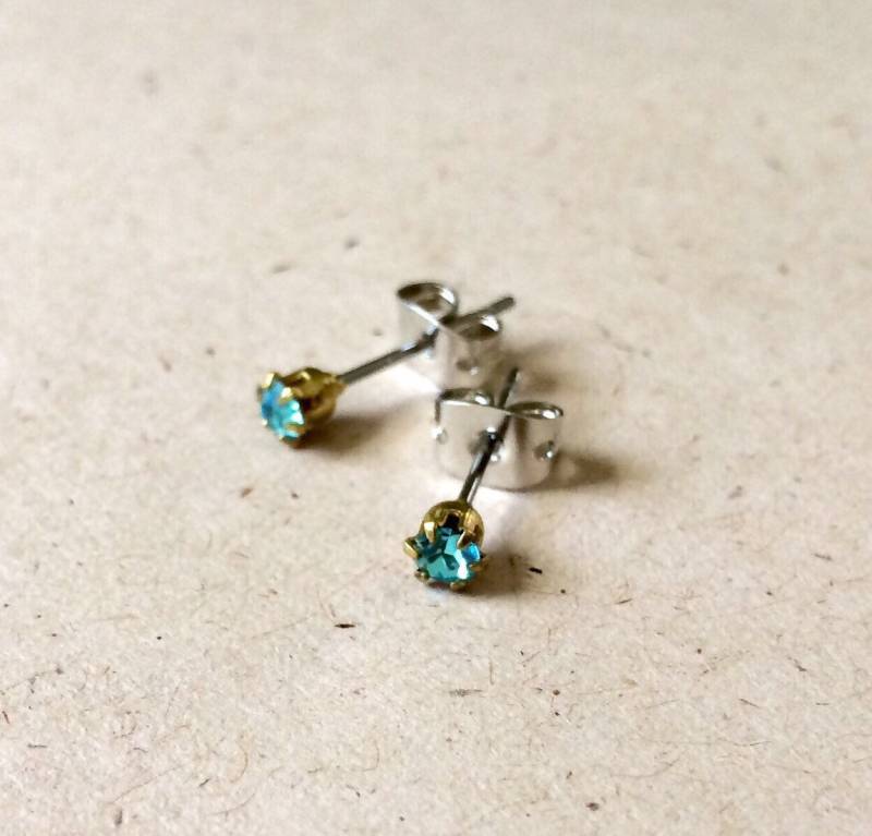 Aquamarin Vintage Edelstein Ohrstecker von ABRIDGMENT