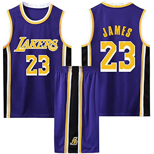 2-Teiliges Kinder/Erwachsene Basketball Jersey - Ärmelloses Atmungsaktives T-Shirt Weste und Shorts - Violett XXL von ABRTJCL