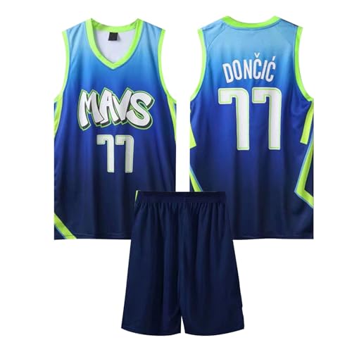 2-Teiliges Kinder/Erwachsene Basketball Sportbekleidung, Kinder/Erwachsener Basketball T-Shirt Weste + Shorts, Kinder/Erwachsener Basketball Trikot Shirt und Shorts Blau 2XS von ABRTJCL