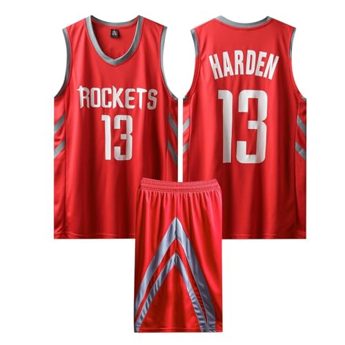 2-Teiliges Kinder/Erwachsene Basketball Sportbekleidung, Kinder/Erwachsener Basketball T-Shirt Weste + Shorts, Kinder/Erwachsener Basketball Trikot Shirt und Shorts Rot M von ABRTJCL