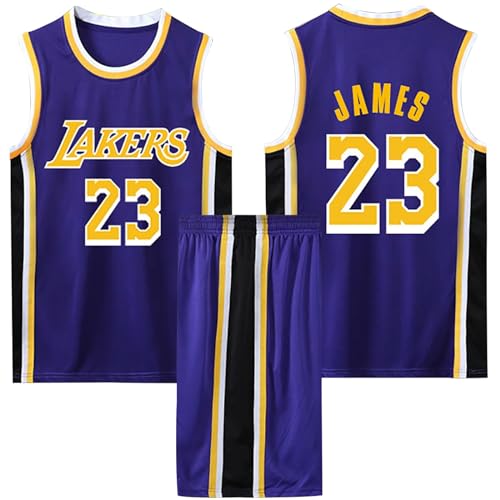 2-Teiliges Kinder/Erwachsene Basketball Trikot Shirt und Shorts, Kinder/Erwachsener Basketball Trikot Set, Basketball-Spieltrikots für Herren/Jungen violett 4XS von ABRTJCL