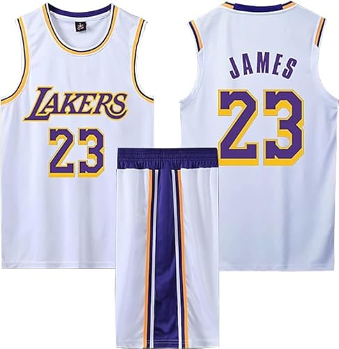 2-Teiliges Kinder/Erwachsene Basketball Trikot Shirt und Shorts, Kinder/Erwachsener Basketball Trikot Set, Basketball-Spieltrikots für Herren/Jungen weiß 3XL von ABRTJCL