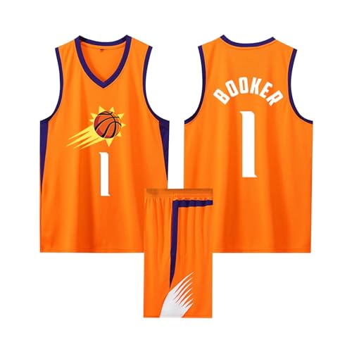 2-Teiliges Kinder/Erwachsener Basketball Jersey Shirt und Shorts 2024, Kinder/Erwachsener Basketball ärmellose Anzug, Kinder/Erwachsener Basketball Jersey & Basketball Shorts Orange M von ABRTJCL