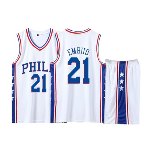 ABRTJCL 2-Teiliges Kinder/Erwachsener Basketball Trikot Set, Kinder/Erwachsene Basketball Trikot Shirt und Shorts, Kinder/Erwachsener Basketball Weste + Shorts Weiß 3XL von ABRTJCL