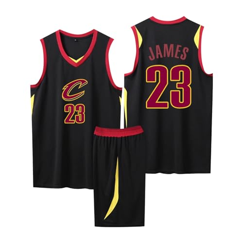 ABRTJCL Basketball-Spieltrikots für Herren/Jungen, 2er-Set Basketball Trainings Ärmellos Trikot und Hose, Kinder/Erwachsener Sleeveless Basketball Trikot schwarz XL von ABRTJCL