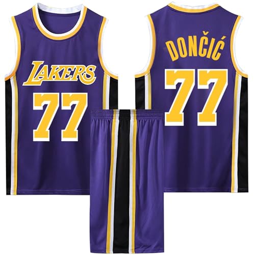 ABRTJCL Basketball-Spieltrikots für Herren/Jungen, 2er-Set Basketball Trainings Ärmellos Trikot und Hose, Kinder/Erwachsener Sleeveless Basketball Trikot violett M von ABRTJCL