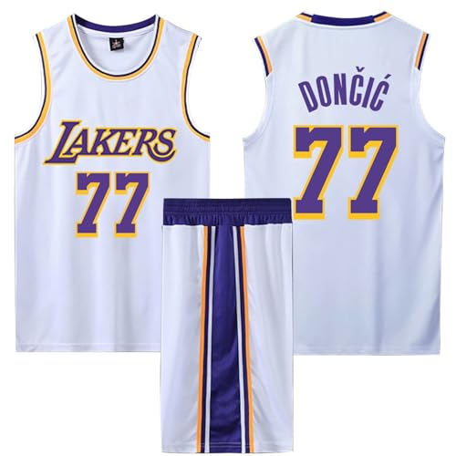 ABRTJCL Basketball-Spieltrikots für Herren/Jungen, 2er-Set Basketball Trainings Ärmellos Trikot und Hose, Kinder/Erwachsener Sleeveless Basketball Trikot weiß XL von ABRTJCL