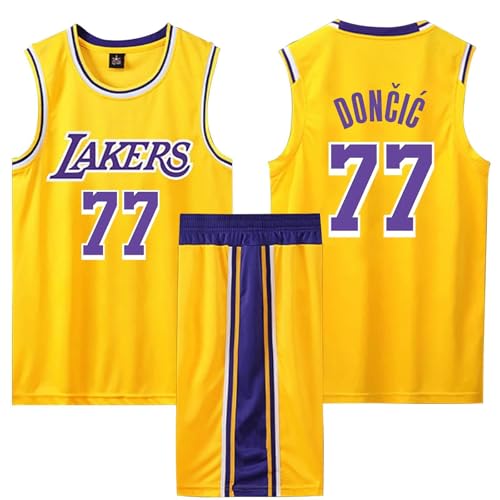 ABRTJCL Kinder/Erwachsener Basketball Trikot Set, 2-Teiliges Kinder/Erwachsener Basketball ärmellose Anzug, Kinder/Erwachsener Basketball Jersey & Basketball Shorts Gelb S von ABRTJCL