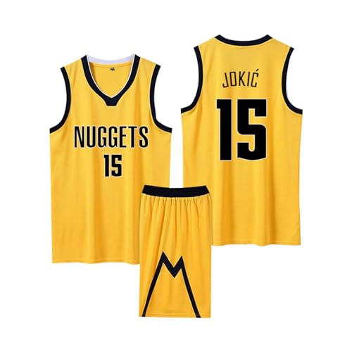 ABRTJCL Kinder/Erwachsener Basketball Trikot Set 2024, Kinder/Erwachsener Basketball ärmellose Anzug, Kinder/Erwachsener Basketball Jersey & Basketball Shorts Gelb 2XS von ABRTJCL