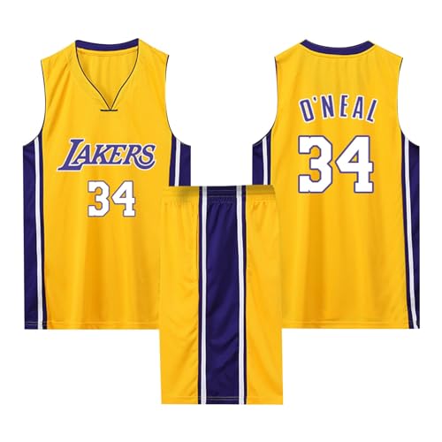 Basketball Trikot Set für Kinder/Erwachsene - Jersey Shirt und Shorts, Ärmelloser Anzug, 2-Teiliges T-Shirt Weste + Shorts, Gelb, Größe S von ABRTJCL