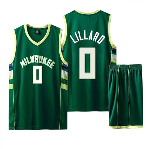 Basketball Trikot Shirt und Shorts, Kinder/Erwachsene Basketball Jersey, Kinder/Erwachsene Basketball ärmellose Anzug, 2-Teiliges Kinder/Erwachsene T-Shirt Weste + Shorts grün 2XS von ABRTJCL