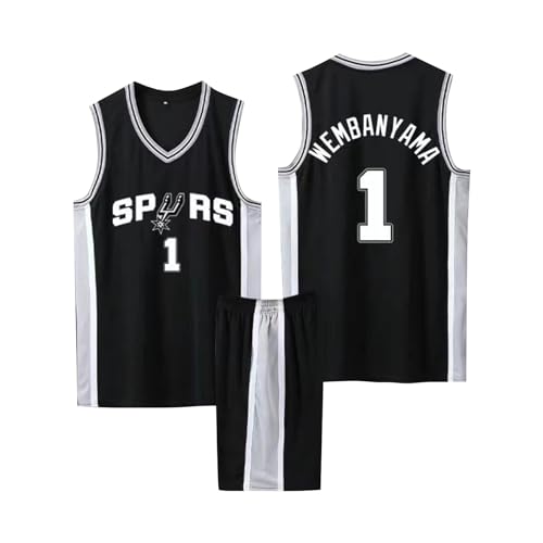 Basketball Trikot Shirt und Shorts, Kinder/Erwachsene Basketball Jersey, Kinder/Erwachsene Basketball ärmellose Anzug, 2-Teiliges Kinder/Erwachsene T-Shirt Weste + Shorts schwarz XL von ABRTJCL