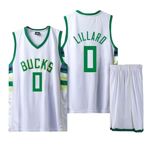 Basketball Trikot Shirt und Shorts, Kinder/Erwachsene Basketball Jersey, Kinder/Erwachsene Basketball ärmellose Anzug, 2-Teiliges Kinder/Erwachsene T-Shirt Weste + Shorts weiß L von ABRTJCL