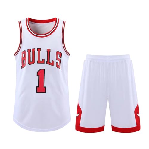 Basketball Trikot Shirt und Shorts, Kinder/Erwachsene Basketball Jersey, Kinder/Erwachsene Basketball ärmellose Anzug, 2-Teiliges Kinder/Erwachsene T-Shirt Weste + Shorts weiß M von ABRTJCL