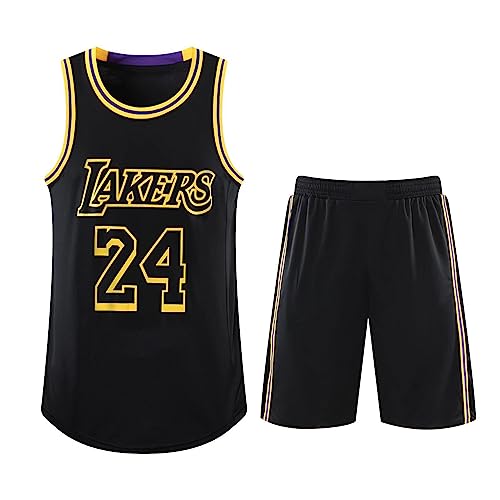 Basketball Trikot Shirt und Shorts Kinder/Erwachsene 2023/2024, 2-Teiliges Basketball ärmellose Anzug Kinder/Erwachsene, Basketball T-Shirt Weste + Shorts Kinder/Erwachsene Schwarz XS von ABRTJCL