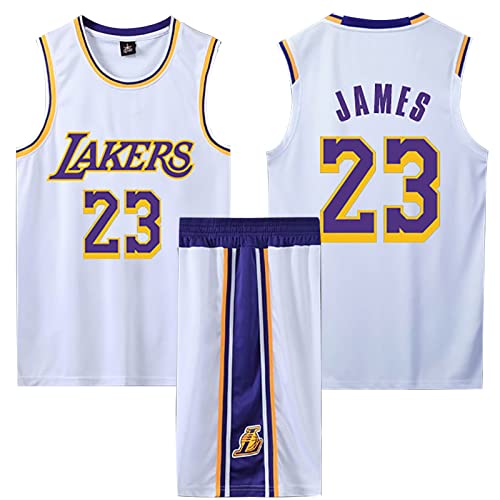 Basketball Trikot Shirt und Shorts Kinder/Erwachsene 2023/2024, 2-Teiliges Basketball ärmellose Anzug Kinder/Erwachsene, Basketball T-Shirt Weste + Shorts Kinder/Erwachsene Weiß XXL von ABRTJCL