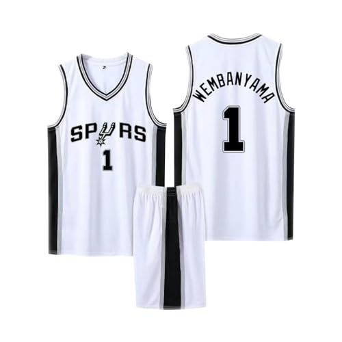 Basketball Trikot und Shorts Set für Kinder/Erwachsene - Ärmelloses Jersey, 2-Teiliger Anzug Mit T-Shirt Weste und Shorts - Weiß M von ABRTJCL