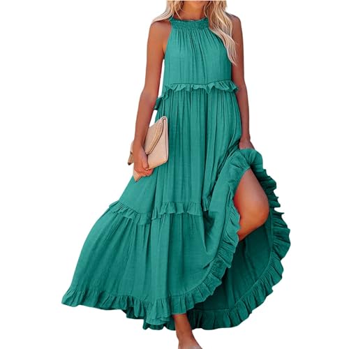 Sommerkleid Damen Cocktailkleid Damen Unregelmäßiger Kuchen Freizeitkleid Ärmellos A-Linien Strandkleider Sommer Grün Sommerkleid Damen Cocktailkleid Damen Unregelmäßiger Kuchen Freizeitkleid Ärmellos A-Linien Strandkleider Sommer Grün von ABRTJCL