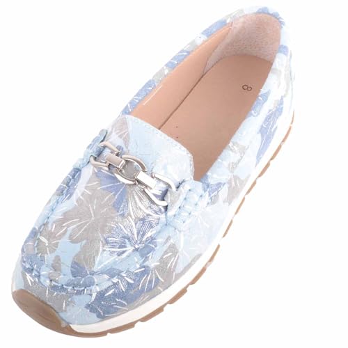 ABSOLUTE FOOTWEAR Damen-Schlupfschuhe, Leder, Blumenmuster, lässig, Loafer, Deck, blau, 41 EU ABSOLUTE FOOTWEAR Damen-Schlupfschuhe, Leder, Blumenmuster, lässig, Loafer, Deck, blau, 41 EU von ABSOLUTE FOOTWEAR