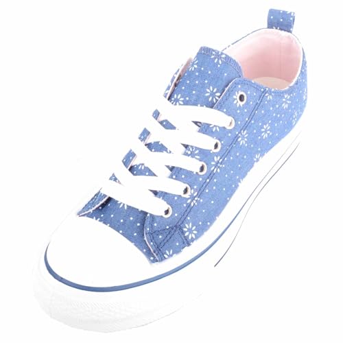 ABSOLUTE FOOTWEAR Damen-Schnürschuhe aus Segeltuch mit Gänseblümchen-Design, denim, 41 EU ABSOLUTE FOOTWEAR Damen-Schnürschuhe aus Segeltuch mit Gänseblümchen-Design, denim, 41 EU von ABSOLUTE FOOTWEAR