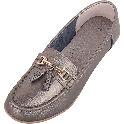 ABSOLUTE FOOTWEAR Damen-Slipper aus Leder, weite Passform, mit Quasten-Detail, gun metal, 37 EU ABSOLUTE FOOTWEAR Damen-Slipper aus Leder, weite Passform, mit Quasten-Detail, gun metal, 37 EU von ABSOLUTE FOOTWEAR