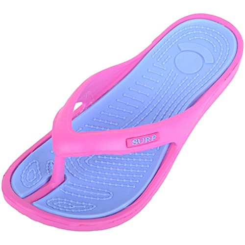 ABSOLUTE FOOTWEAR Damen Sommer/Urlaub/Strand/Pool Flip Flops/Sandalen/Schuhe, Pink - Fuchsia Blau - Größe: 37 EU von ABSOLUTE FOOTWEAR
