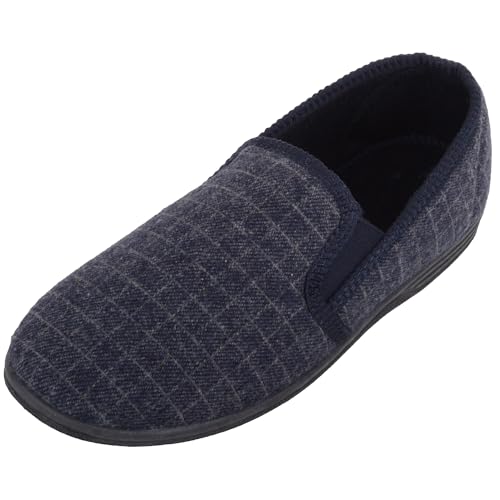 ABSOLUTE FOOTWEAR Herren-Hausschuhe, kariert, Doppelzwickel, breite Passform, mit Memory-Schaum-Innensohle, navy, 47 EU ABSOLUTE FOOTWEAR Herren-Hausschuhe, kariert, Doppelzwickel, breite Passform, mit Memory-Schaum-Innensohle, navy, 47 EU von ABSOLUTE FOOTWEAR
