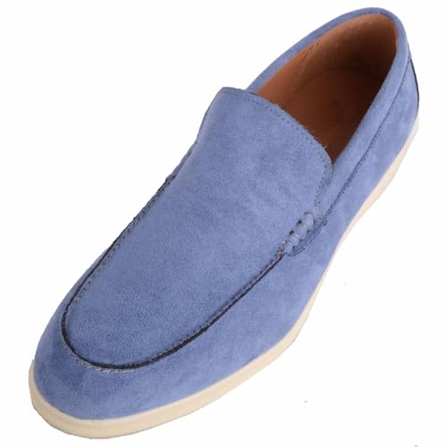 ABSOLUTE FOOTWEAR Herren-Slipper mit kontrastierender Sohle, einfach anzuziehen, Wildlederoptik, hellblau, 45 EU von ABSOLUTE FOOTWEAR