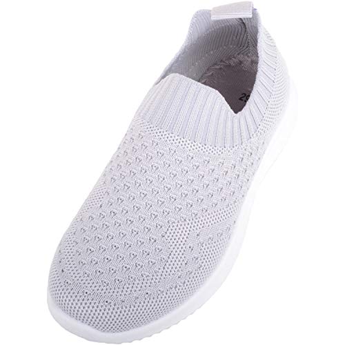 ABSOLUTE FOOTWEAR Kinder/Mädchen Slip On Leichte Strick Sport Walking Turnschuhe Outdoor Schuhe, Grau - grau - Größe: 31 EU von ABSOLUTE FOOTWEAR