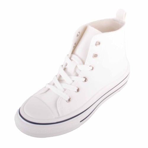 ABSOLUTE FOOTWEAR Kinder-Sneaker mit Schnürung, hohe Oberseite aus Segeltuch mit Plateausohle, weiß, 33 EU von ABSOLUTE FOOTWEAR