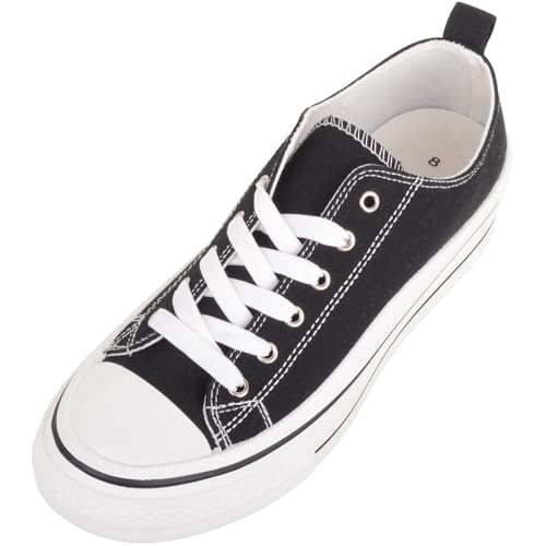 ABSOLUTE FOOTWEAR Niedrige Schnürschuhe aus Segeltuch mit dicker Sohle, Schwarz , 27 EU ABSOLUTE FOOTWEAR Niedrige Schnürschuhe aus Segeltuch mit dicker Sohle, Schwarz , 27 EU von ABSOLUTE FOOTWEAR